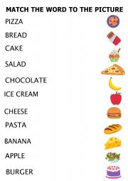 English Worksheet: Food _ Matching Acitivity