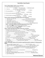 English Worksheet: Past Perfect