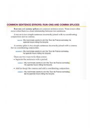 English worksheet: Run on sentences