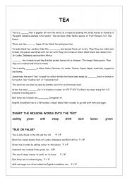 English Worksheet: Tea Worksheet