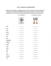 English Worksheet: Pronunciation Partner Practice