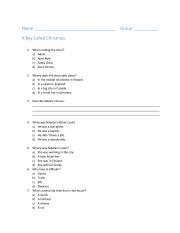 English Worksheet: A Boy Called Christmas