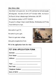 English Worksheet: Alan Joins a Gym