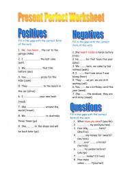 Present Perfect Worksheet