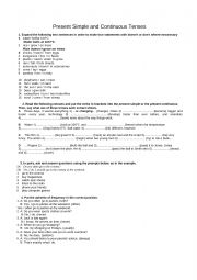 English Worksheet: present tences