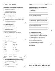 English Worksheet: 5th grade test