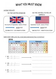 English Worksheet: Dates :American English vs British English