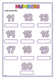 Numbers from 11 to 20