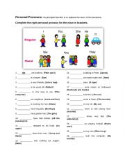 English Worksheet: PERSONAL PRONOUNS