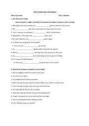 English Worksheet: Present Modals 