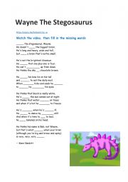 Wayne the Stegosaurus - Fill the Gap Listening exercise