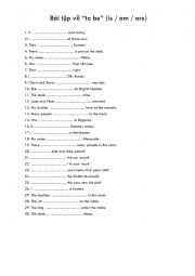 English Worksheet: Be and Subject