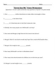 Supersize me fim worksheet