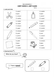 English Worksheet: School Things Worksheet