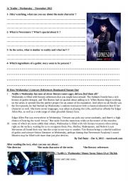 English Worksheet: Wednesday Addams and Gothic fiction