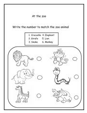 English Worksheet:  at the zoo