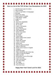 English Worksheet: New Years� Resolutions