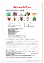 English Worksheet: Animal Idioms