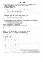 English Worksheet: if only /i wish