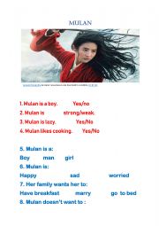 English Worksheet: Hua Mulan