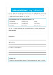 English Worksheet: World Day Against Child Labour