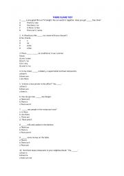 English Worksheet: THERE IS/ARE TEST