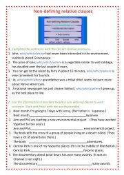 English Worksheet: Non-defining relative clauses