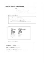 You give love a bad name worksheet