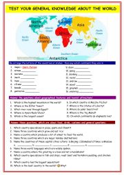 General knowledge of the world test