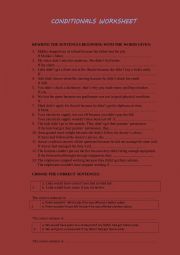 CONDITIONALS WORKSHEET