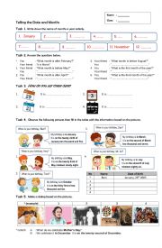 English Worksheet: Telling Date and Months