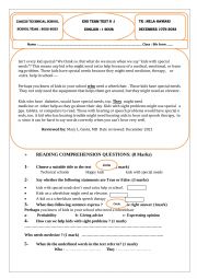 9th form end term test N1 technical students