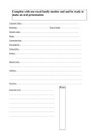 English Worksheet: Royal Family ID 