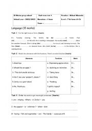 English Worksheet: 7 �th form End term test 1
