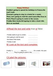 English Worksheet: holidays and travelling