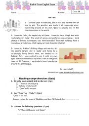 English Worksheet: End of term n 1 -8rh form