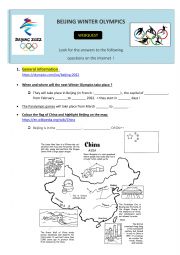 Beijing 2022 Winter Olympics Webquest