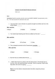 English Worksheet: Direct vs Indirect Characterization