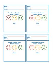 English Worksheet: Exit slips 8th form