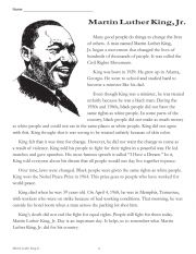 English Worksheet: Martin Luther King Jr.