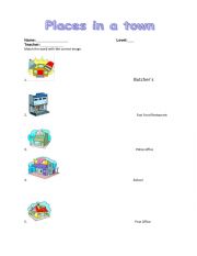 English Worksheet: Places in a Town