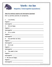 English Worksheet: Verb To Be