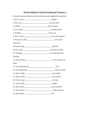English Worksheet: SIMPLE PRESENT VS PRESENT CONTINUOUS