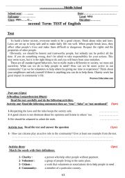English Worksheet: 4MS-2nd TERM TEST