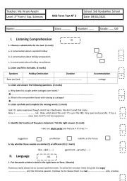 3rd Form - Experimental Sciences - Mid-Term Test n 2