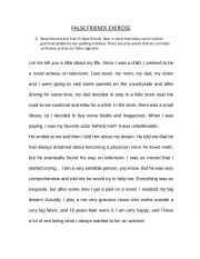 English Worksheet: False Friends (from Spanish)