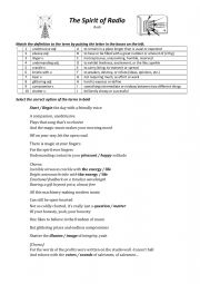 English Worksheet: The Spirit of Radio - song activity