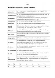 English Worksheet: Vocabulary on Multiculturalism