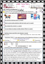 English Worksheet: 9th form test n2