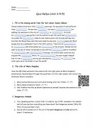 English Worksheet: Quiz Rallye MORE! Unit 3/4/5